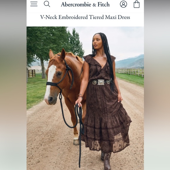 Abercrombie & Fitch Dresses & Skirts - Kemo Sabe x Abercrombie & Fitch Dark Brown Ruffled Tiered Maxi Dress